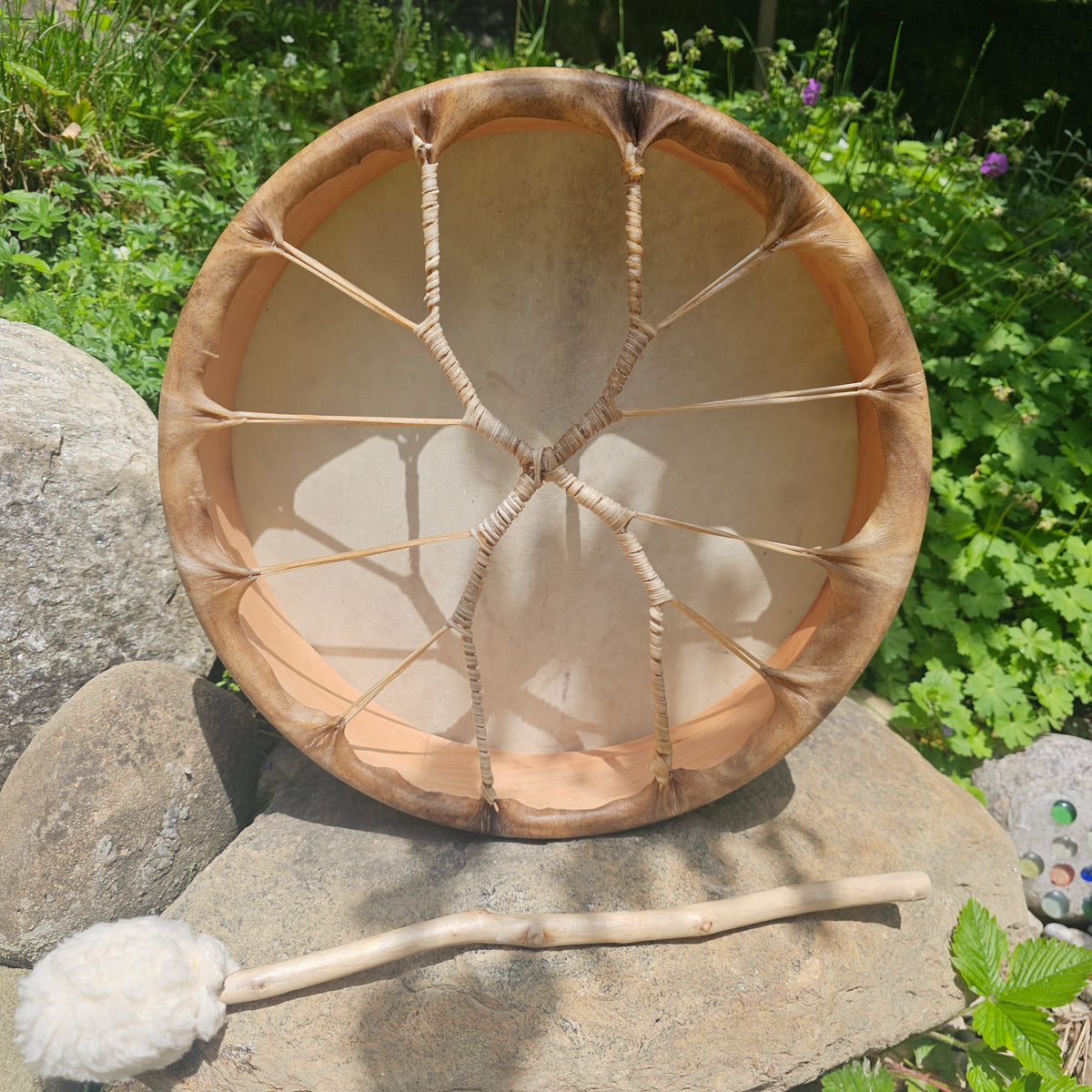 Tambour chamanique pleine lune ø 35 cm - chamois