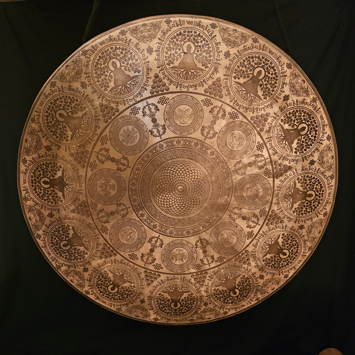 Tempelgong aus Nepal ø 60 cm - Bodhi-Baum