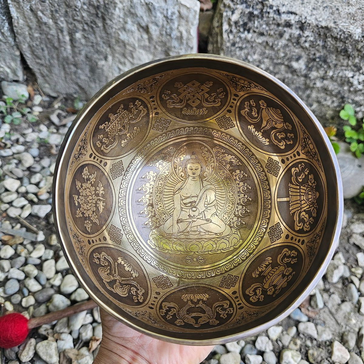 Tibetische Klangschale - Buddha ø 15 cm | D | Sakral Chakra