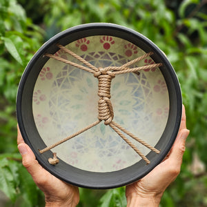 Vegane Buffalo Drum ø 25 cm mit Schlägel - Blumen Mandala