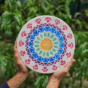 Vegane Buffalo Drum ø 25 cm mit Schlägel - Blumen Mandala
