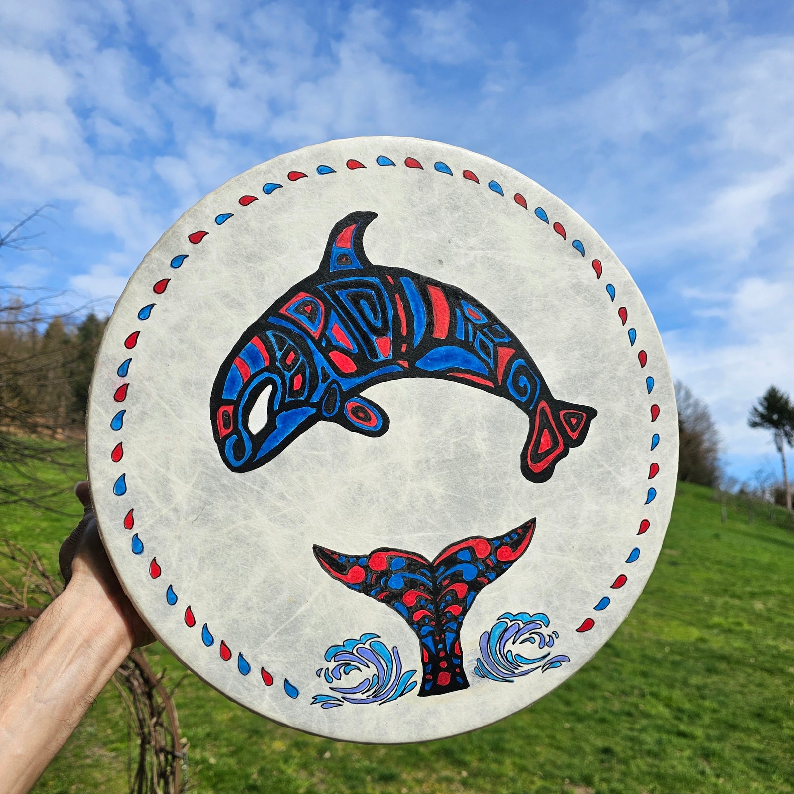 Vegane Buffalo Drum ø 40 cm mit Schlägel - Orca | Schamanentrommel | Perkussion & Trommel | Dunum.ch