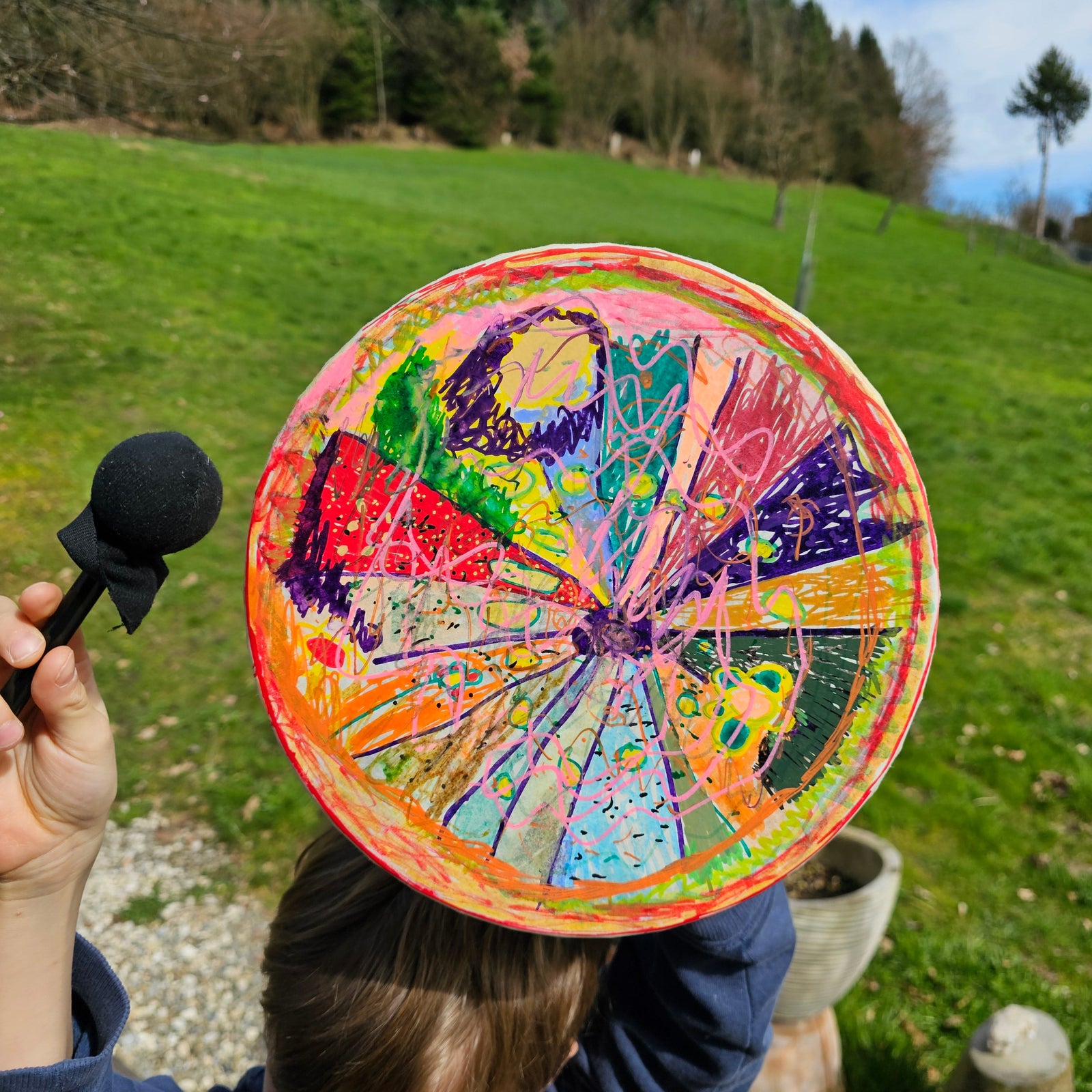 Vegane Buffalo Drum ø 25 cm mit Schlägel - Kosmos  |  Schamanentrommel | Perkussion & Trommel | Dunum.ch