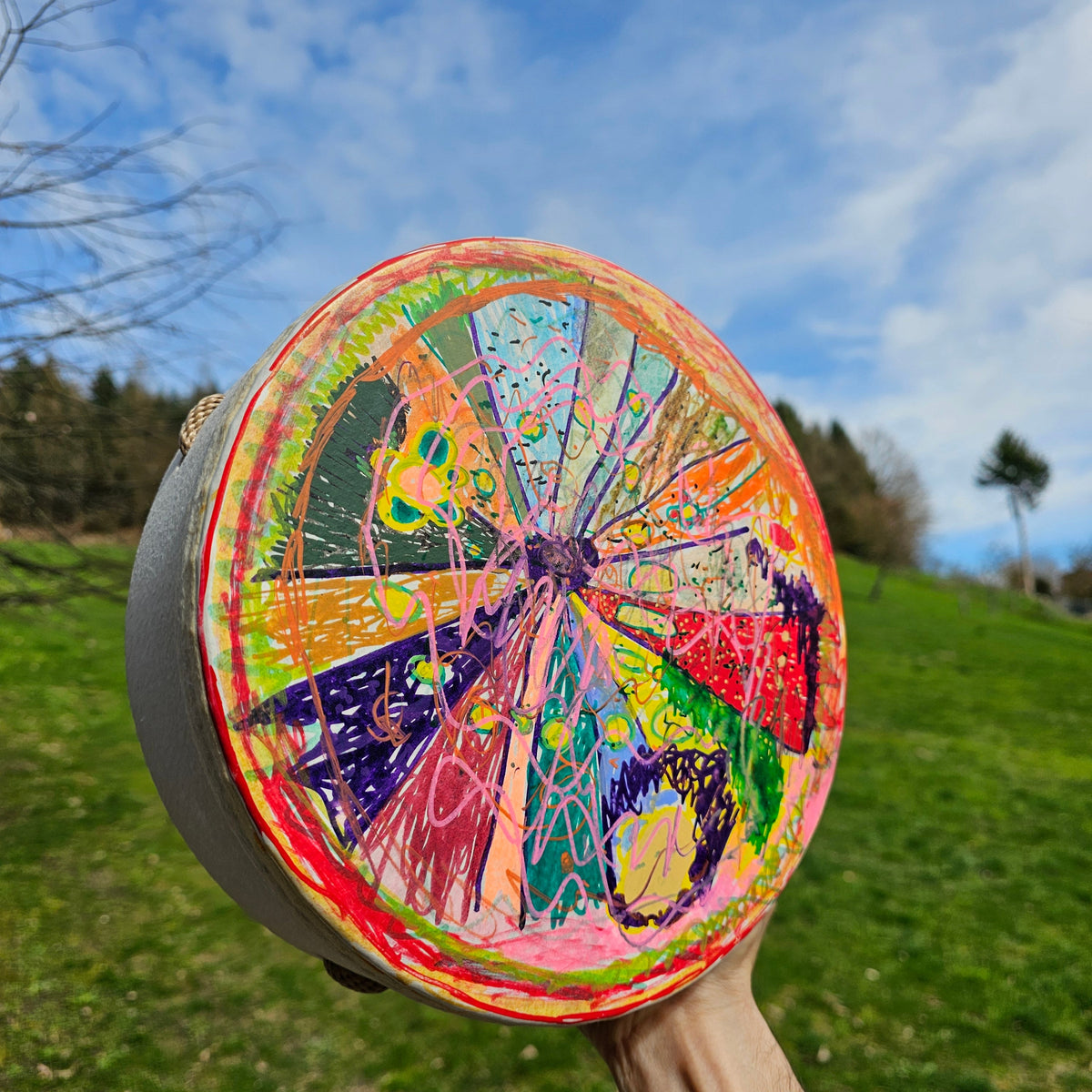 Vegane Buffalo Drum ø 25 cm mit Schlägel - Kosmos | Schamanentrommel | Perkussion &amp; Trommel | Dunum.ch