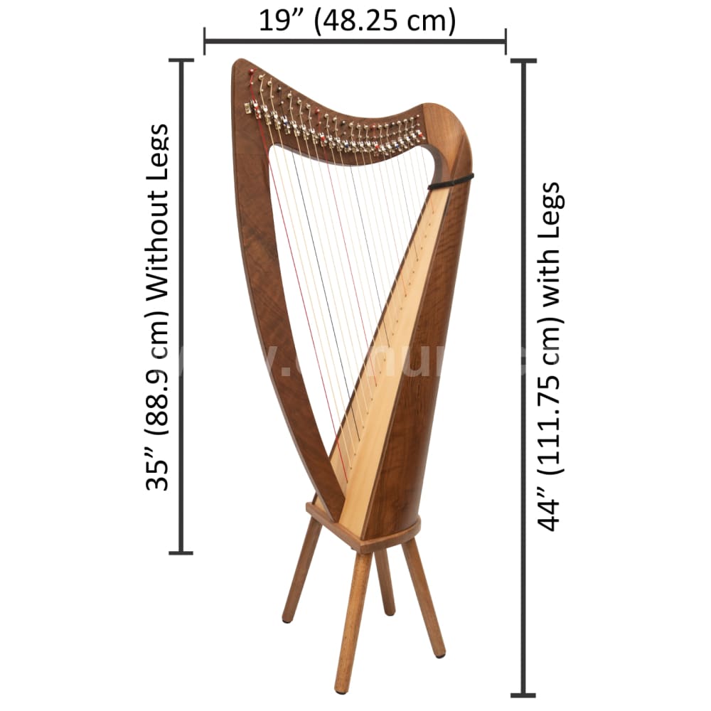 22-saitige Claddagh Harfe Walnuss | Keltische Hebelharfe mit 3 Oktaven