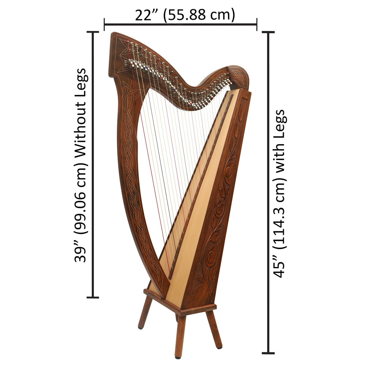 29-string rosewood Boru harp | Celtic lever harp