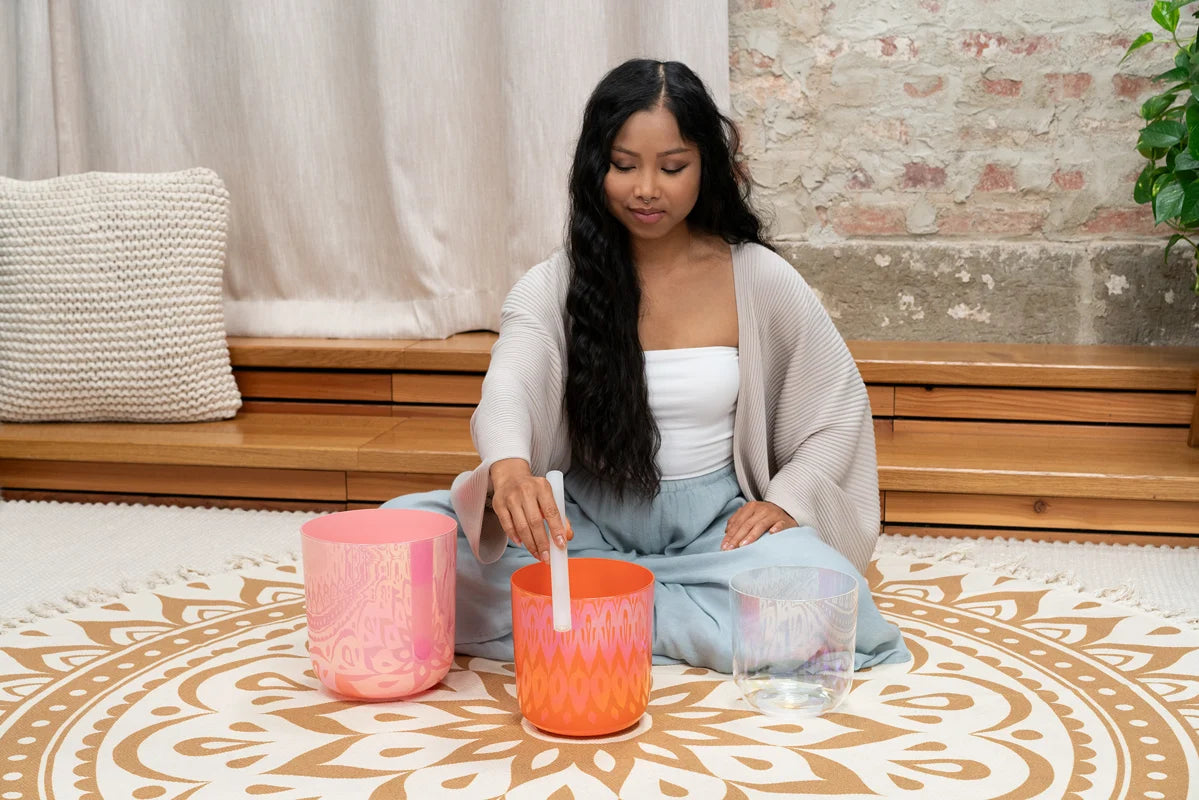 Essence crystal singing bowls set - E4/C4/G3
