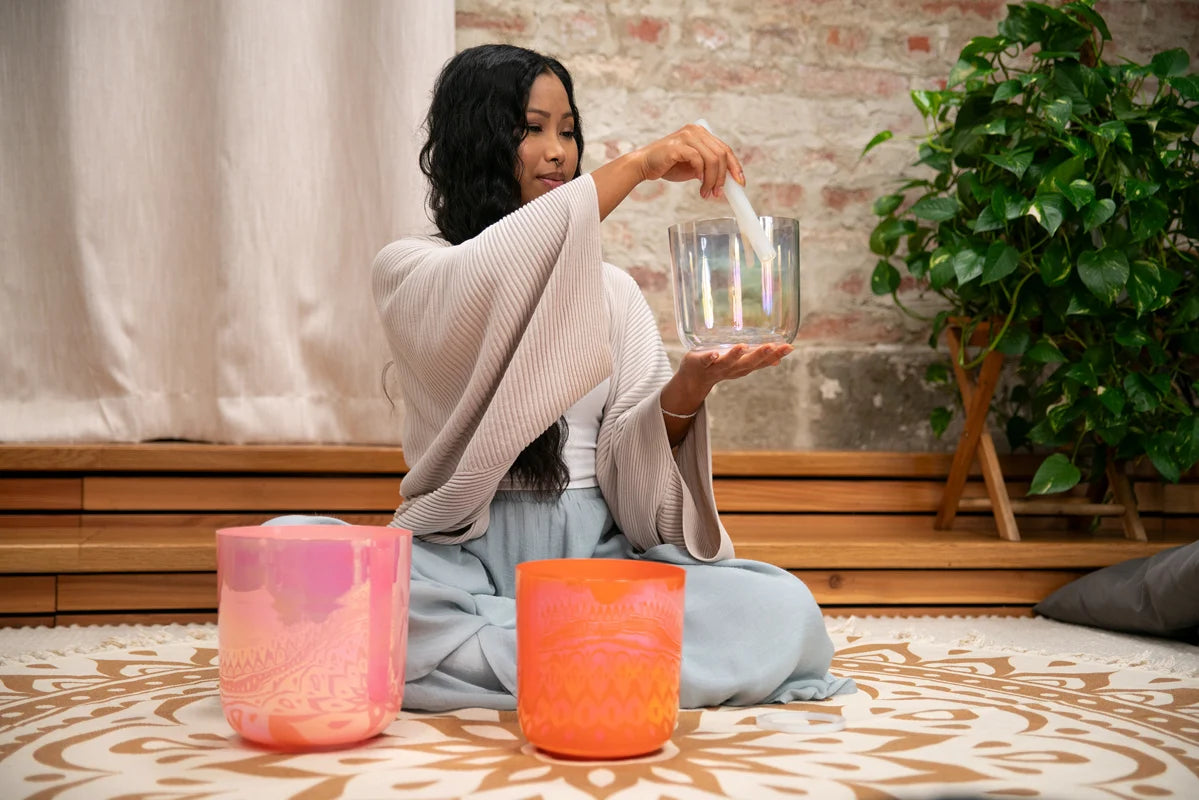 Essence crystal singing bowls set - E4/C4/G3