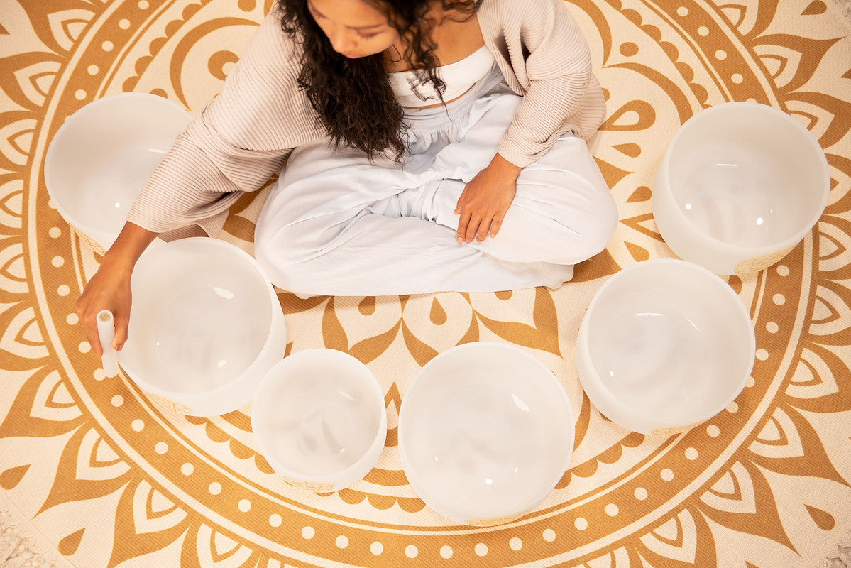 Solfeggio crystal singing bowls set