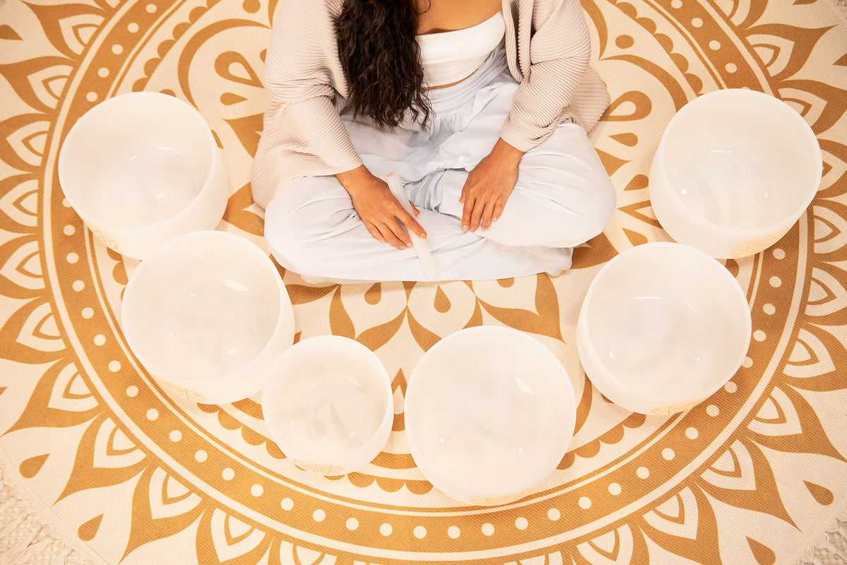 Solfeggio crystal singing bowls set