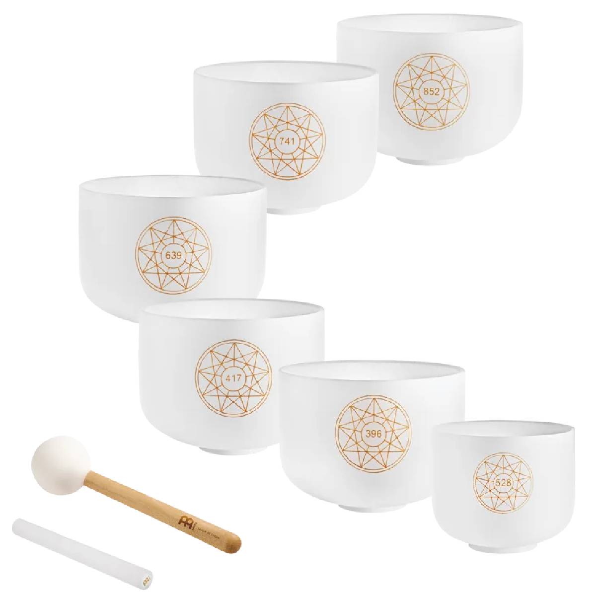 Solfeggio crystal singing bowls set