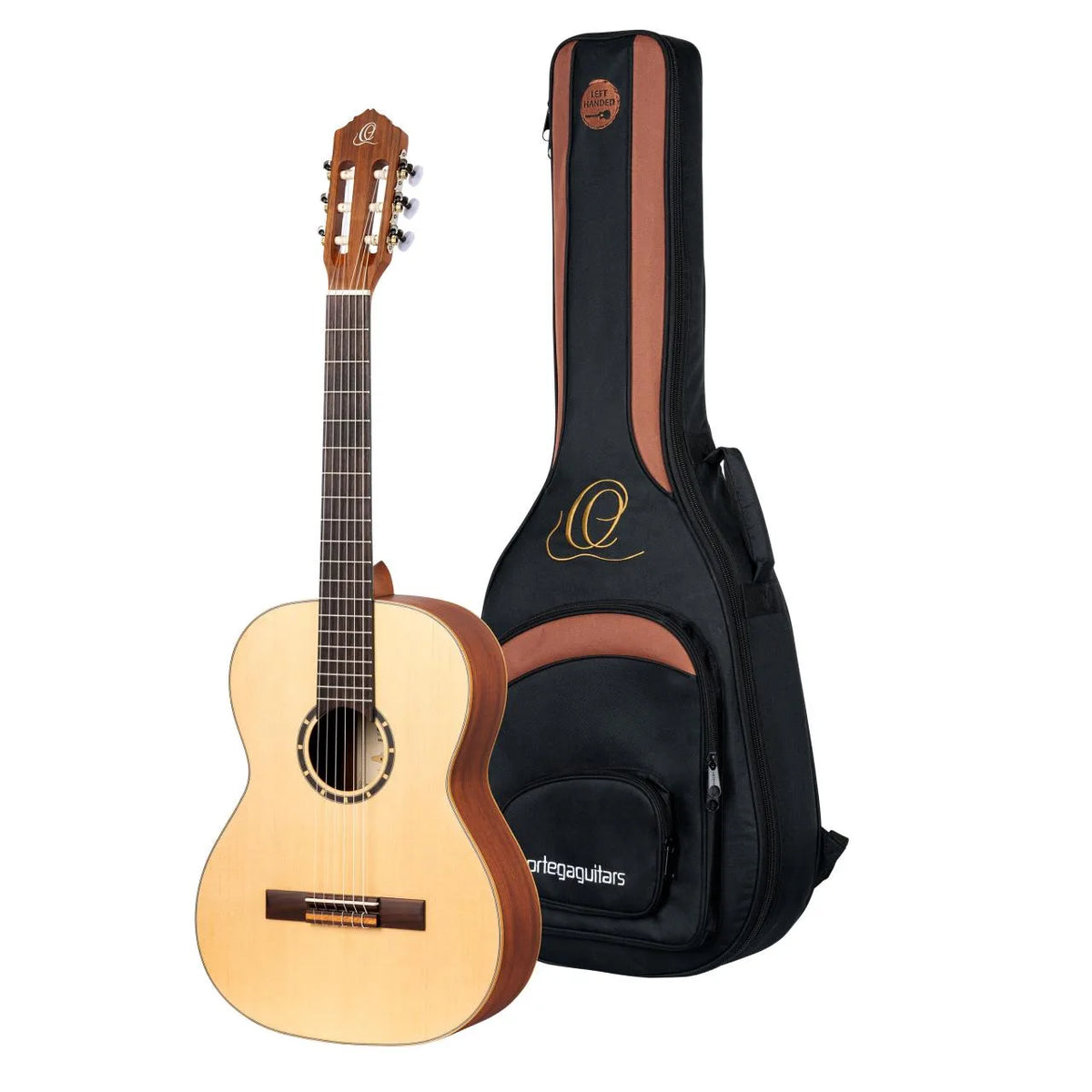 ORTEGA Family Series 1/4 | 1/2 |  3/4 |  7/8 | 4/4 Guitare classique 6 cordes pour gaucher - Acajou naturel + housse
