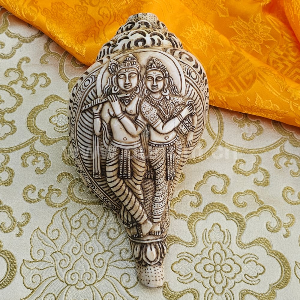 Muschelhorn Krishna und Radha