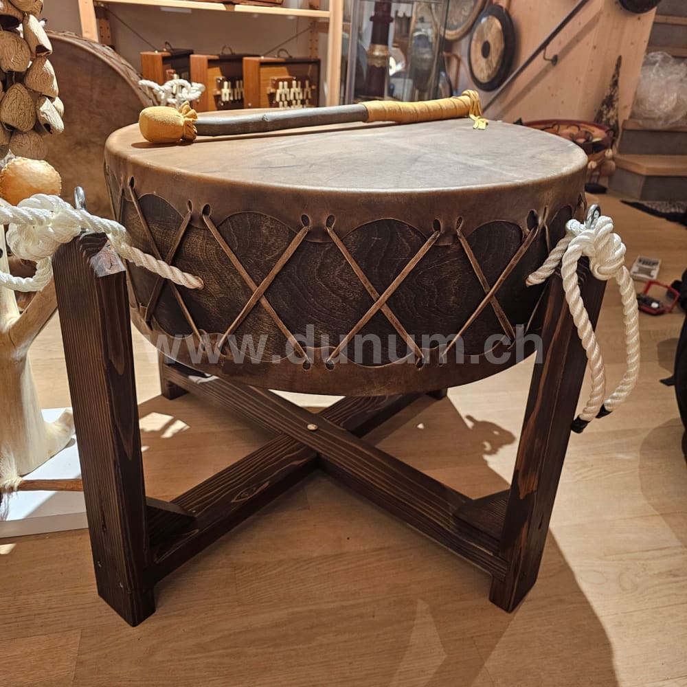 Powwow Trommel 60 cm - 24 cm mit Ständer - Bison