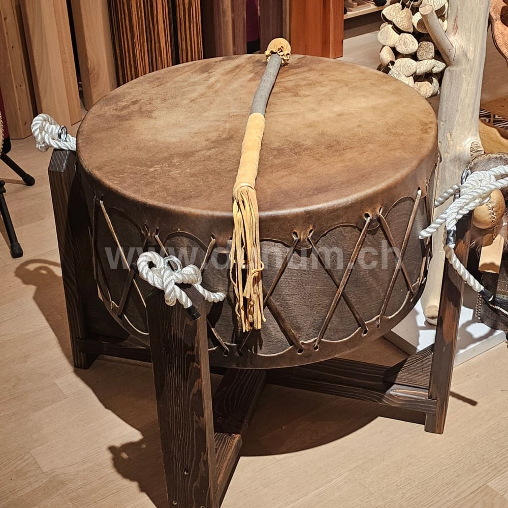 Powwow Trommel 60 cm - 30 cm mit Ständer - Bison