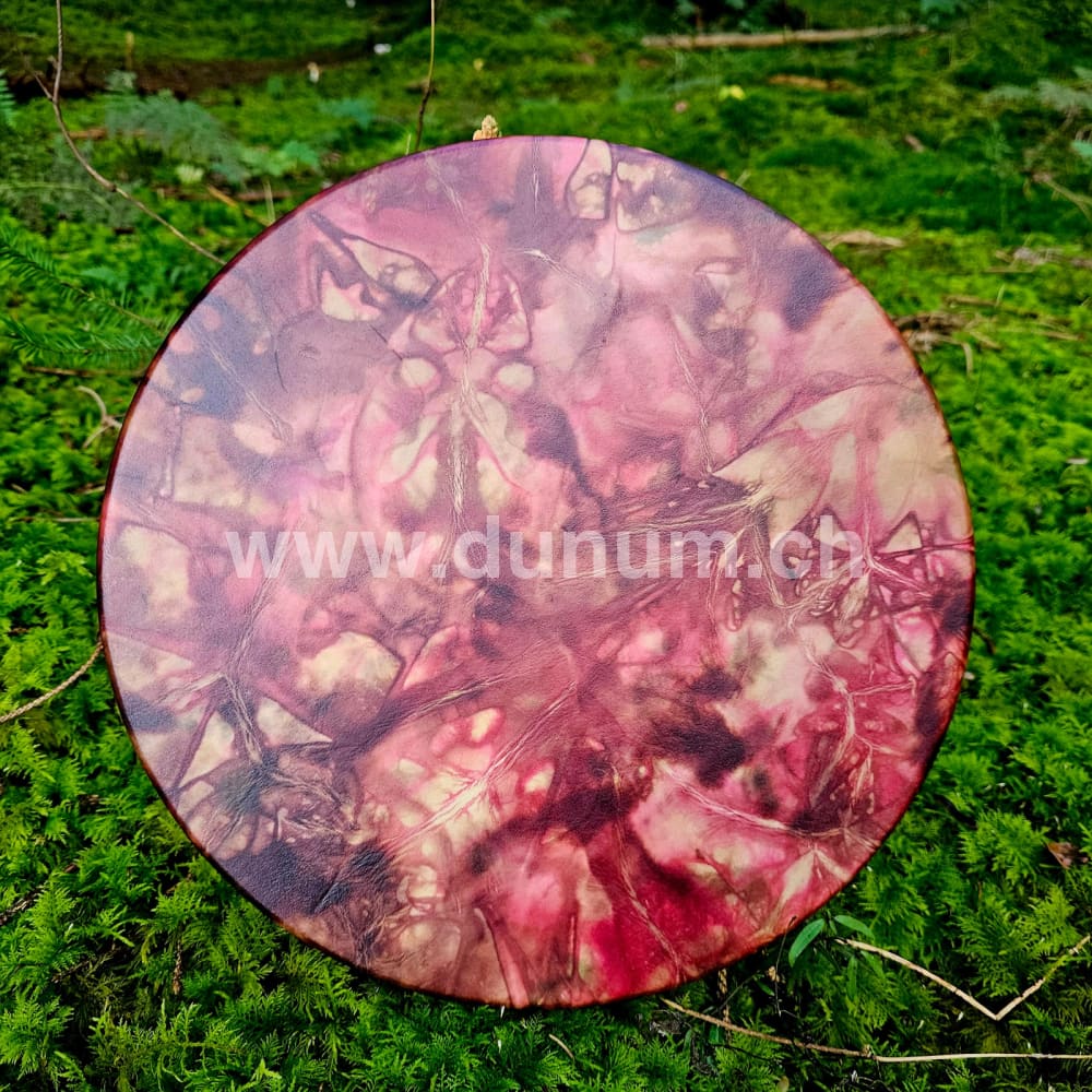 Ritualtrommel ø 30 cm - Hirsch gefärbt No5 dunkelrote Flammen