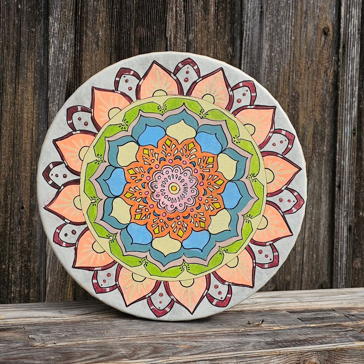 Vegane Buffalo Drum ø 30 cm avec mailloche - Fleurs Mandala