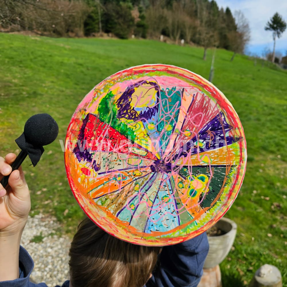 Vegane Buffalo Drum ø 25 cm mit Schlägel - Kosmos  |  Schamanentrommel | Perkussion & Trommel | Dunum.ch