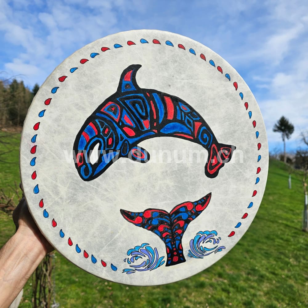 Vegane Buffalo Drum ø 40 cm mit Schlägel - Orca | Schamanentrommel | Perkussion & Trommel | Dunum.ch