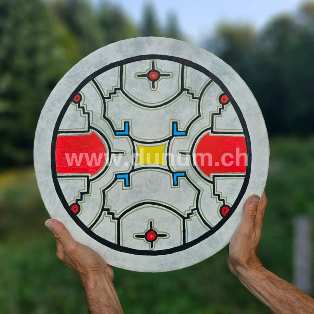 Vegane Buffalo Drum ø 40 cm mit Schlägel - Shipibo | Schamanentrommel | Perkussion & Trommel | Dunum.ch