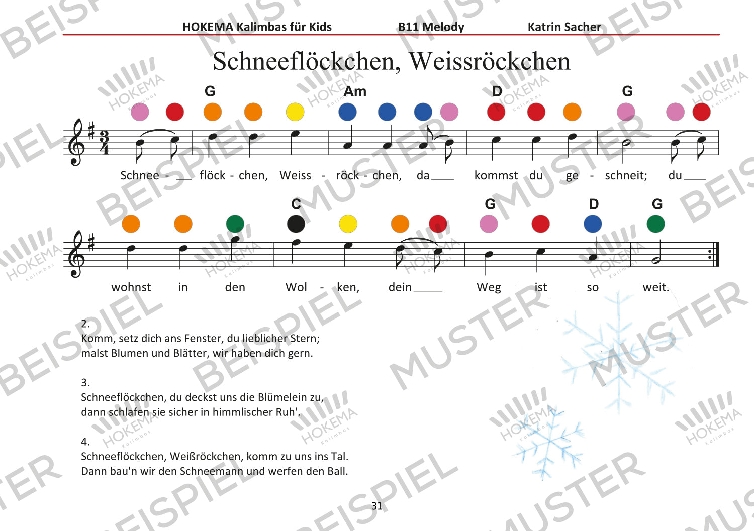 Lehrbuch für Kids - Kalimba B11 / Sansula Melody (grün) | Melodisch & Harmonisch | Sansula & Kalimba | Dunum.ch