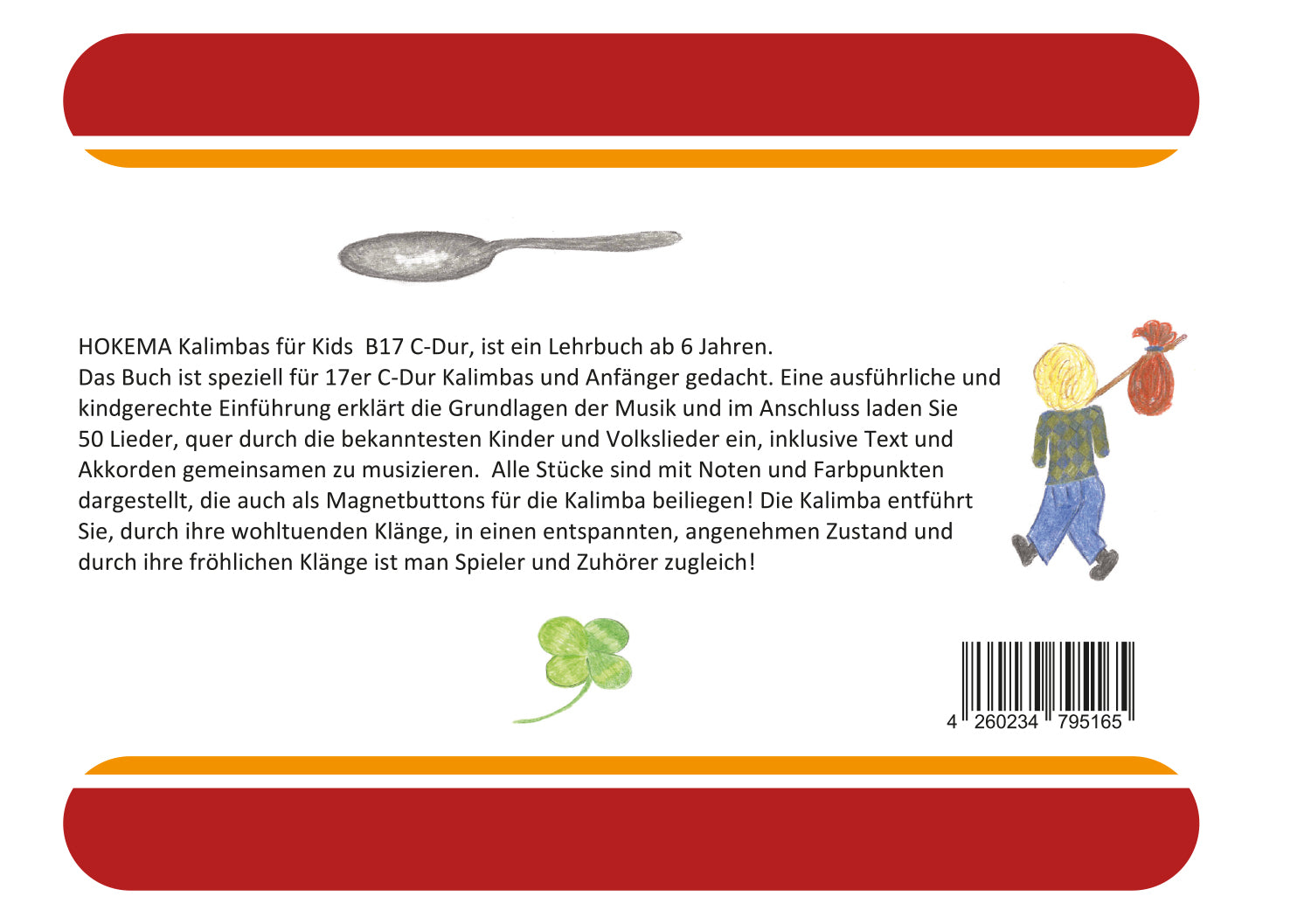 Lehrbuch für Kids - Kalimba B17 (orange) | Melodisch & Harmonisch | Sansula & Kalimba | Dunum.ch