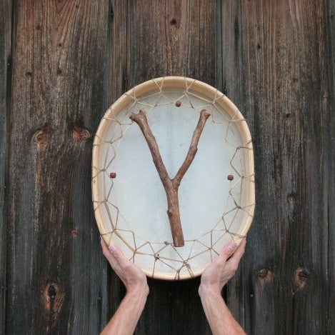 Sonnenwende Ritualtrommel oval - Gemse - Alaska Zeder | Perkussion | Schamanentrommel | Dunum.ch